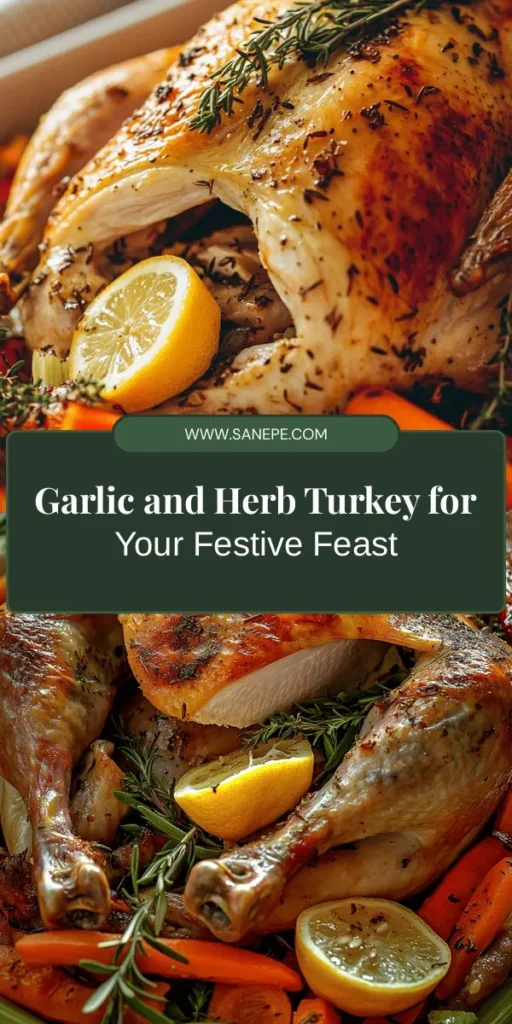 Elevate your holiday gathering with a Garlic and Herb Turkey that's sure to impress! Infused with fresh herbs and savory garlic, this recipe ensures a juicy, flavorful centerpiece for your festive feast. Perfectly roasted with a golden-brown skin, it's not just delicious—it's a true showstopper! Follow this easy guide for success and make your family celebrations unforgettable. #Thanksgiving #HolidayCooking #GarlicHerbTurkey #FestiveRecipe #CookingTips #TurkeyDinner