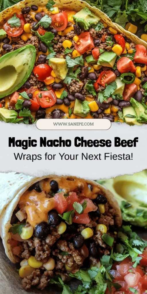 Get ready to spice up your mealtime with Fiesta Frenzy: Magic Nacho Cheese Beef Wraps! This fun and flavorful recipe features a savory blend of ground beef, creamy nacho cheese, and fresh veggies, making it perfect for family dinners or lively gatherings. Customize your wraps with your favorite toppings and serve with delicious dips for an unforgettable meal. Enjoy a fiesta of flavors in every bite! #TacoTuesday #BeefWraps #NachoCheese #FiestaFrenzy #RecipeIdeas #FoodieFun