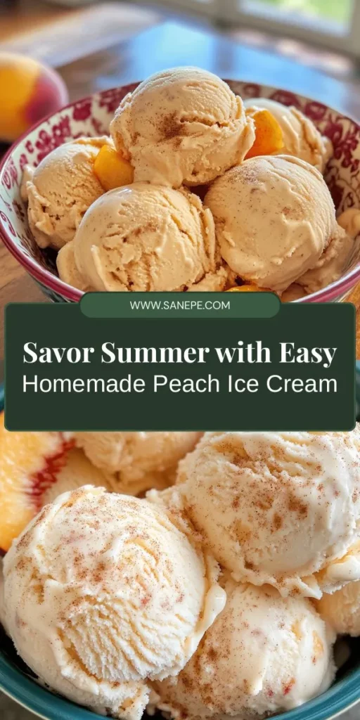 Bring summer vibes to your kitchen with homemade peach ice cream! This refreshing recipe features ripe peaches blended into a creamy base, perfect for hot days and family gatherings. You'll enjoy the pure sweetness without preservatives, making it a guilt-free treat. Follow our simple step-by-step guide and savor this delightful dessert. It's the ultimate way to celebrate peach season! #PeachIceCream #HomemadeTreats #SummerDesserts #IceCreamLovers #FoodieFun