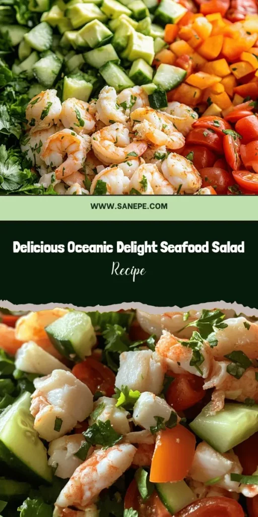 Dive into refreshing flavors with the Oceanic Delight: Fresh Seafood Salad! This vibrant dish features succulent shrimp, tender crab meat, and sweet scallops, perfectly paired with crisp vegetables like arugula, cherry tomatoes, and creamy avocado. Not only a feast for the eyes, but this salad is also packed with omega-3s and essential nutrients for a healthy lifestyle. Perfect for lunch or dinner! #SeafoodSalad #HealthyEating #FreshIngredients #Nutrition #FoodieFavorites #OceanInspired