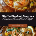 Discover the ultimate comfort food with this Stuffed Seafood Soup Bread Bowl recipe! This delightful dish combines the rich flavors of a creamy seafood soup with the warm, crispy goodness of a freshly baked sourdough bread bowl. Perfect for seafood lovers, you can customize the filling with your favorite seafood, whether it be shrimp, scallops, or fish. This recipe not only satisfies your cravings but also offers a cozy dining experience, ideal for chilly evenings. Gather your ingredients and get ready to impress your family and friends with a meal that is as beautiful as it is delicious!