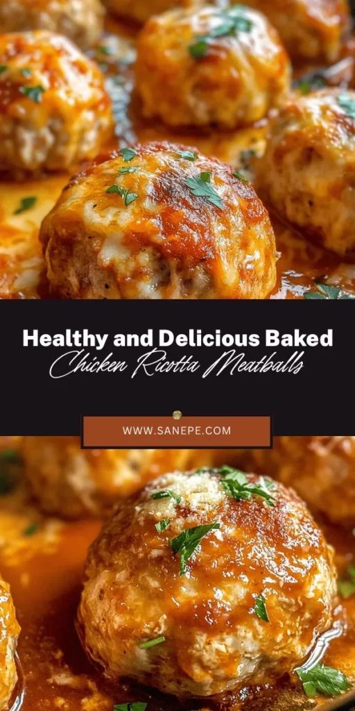 Discover a delicious and healthy meal with Baked Chicken Ricotta Meatballs! This easy-to-make recipe combines lean ground chicken, creamy ricotta, and savory Parmesan for a satisfying dish rich in protein and flavor. Perfect for family dinners or meal prep, these versatile meatballs can be served with marinara sauce, pasta, or zoodles. Enjoy a wholesome meal without compromising taste! #HealthyEating #ChickenRecipes #Meatballs #MealPrep #ComfortFood