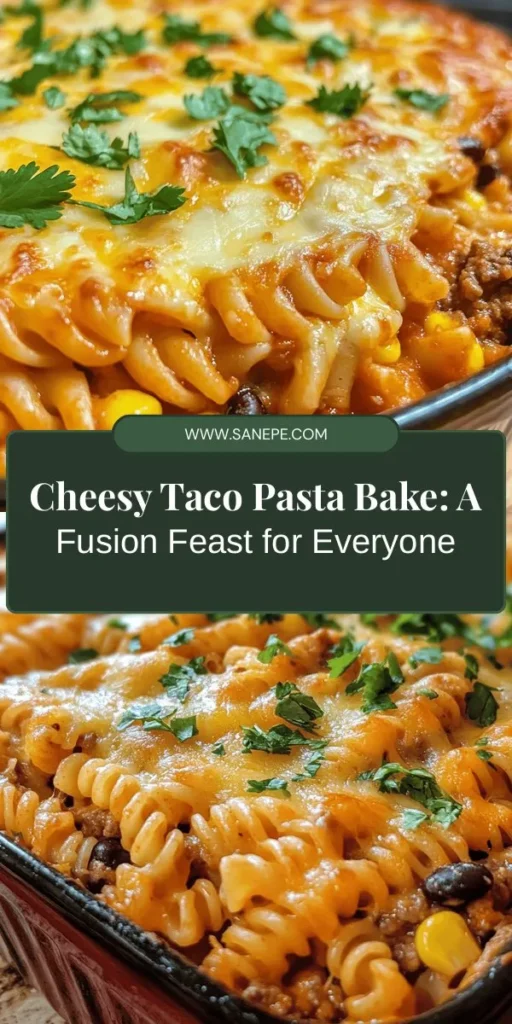 Experience a delightful fusion of flavors with our Cheesy Taco Pasta Bake Extravaganza! This hearty dish combines the comforting elements of classic pasta with the zesty essence of tacos, making it perfect for family dinners or potluck gatherings. Easily customizable and made with everyday ingredients, it's both simple and delicious! Enjoy tender pasta, savory meat, and gooey cheese all in one dish. Try it today! #TacoPasta #CheesyGoodness #FamilyDinner #ComfortFood #CulinaryAdventure #RecipeShare #FoodieFun