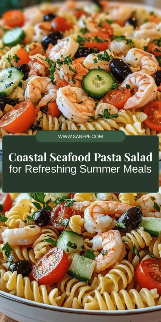 Dive into summer with the Coastal Seafood Pasta Salad Delight! This vibrant, refreshing dish combines succulent shrimp, tender scallops, and sweet crab meat with al dente fusilli and fresh veggies for a delicious and nutritious meal. Perfect for barbecues, picnics, or weeknight dinners, this salad is a crowd-pleaser that’s simple to prepare and customize. Treat your taste buds to a coastal feast! #SeafoodSalad #PastaSalad #HealthyEats #SummerRecipes #SeafoodLovers #CookAtHome