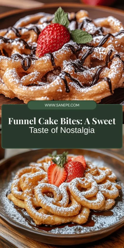 Embark on a sweet journey of nostalgia with homemade funnel cake bites! These golden, crispy treats pack all the fairground flavors into bite-sized perfection, making them ideal for parties or a cozy night in. Discover the joy of creating this delicious dessert from scratch with our easy-to-follow guide, complete with ingredient breakdowns, frying tips, and topping suggestions. Satisfy your sweet tooth and impress your guests! #FunnelCakeBites #HomemadeDesserts #SweetTreats #FairFood #CookingWithKids #NostalgiaSweets #EasyRecipes