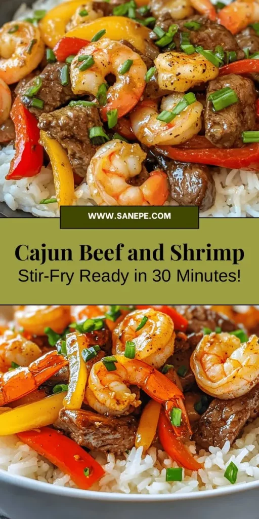 Discover the bold and vibrant flavors of Louisiana with this Cajun-Spiced Beef and Shrimp Stir-Fry. This quick and easy recipe features tender beef and succulent shrimp paired with colorful vegetables and an irresistible Cajun seasoning blend. Perfect for busy weeknight dinners, it brings a taste of Cajun hospitality to your table. Try it tonight and transport your taste buds to the heart of Cajun cuisine! #CajunCooking #BeefAndShrimp #StirFry #QuickMeals #HealthyRecipes #FoodieDelight