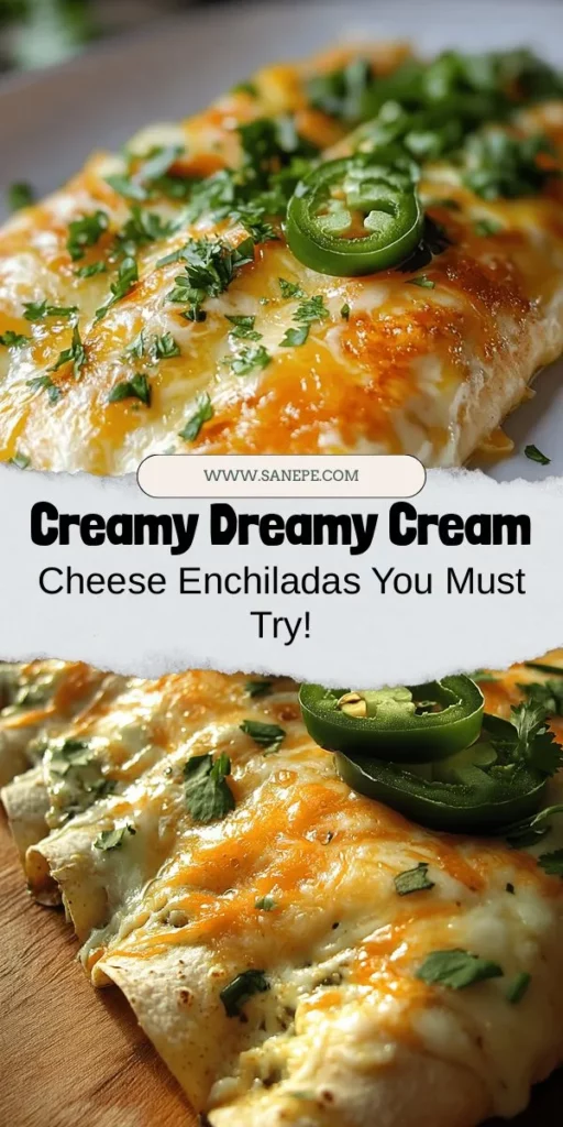 Indulge in the creamy goodness of our Savory Sabor: Cream Cheese Enchiladas Recipe! This delightful dish combines rich cream cheese and melted cheeses with zesty green enchilada sauce, creating a perfect meal for gatherings or cozy dinners. With versatile fillings and easy step-by-step instructions, you can customize your enchiladas to suit any palate. Make mealtime special with this rich, comforting recipe. #CreamCheeseEnchiladas #MexicanFood #ComfortFood #DeliciousRecipes #FoodieFun #CookingInspiration