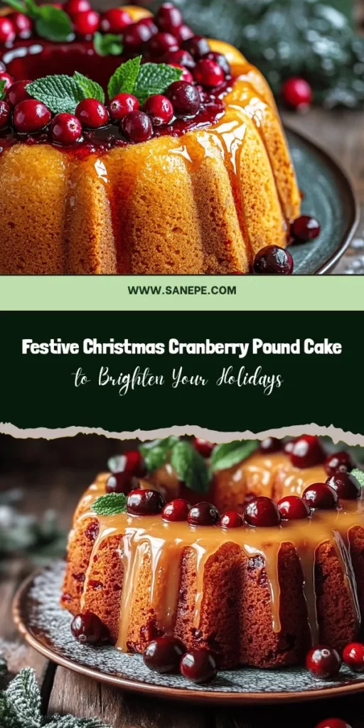 Get ready to celebrate the festive season with a delicious Christmas Cranberry Pound Cake! This delightful dessert combines the tartness of fresh cranberries with the sweetness of a rich, buttery cake, brightened by zesty orange. Perfect for holiday gatherings, cozy afternoons, or as a thoughtful gift. Follow our easy recipe to create this beautiful centerpiece for your Christmas table that will surely impress your family and friends! #CranberryPoundCake #ChristmasBaking #HolidayDesserts #FestiveTreats #BakingFromScratch