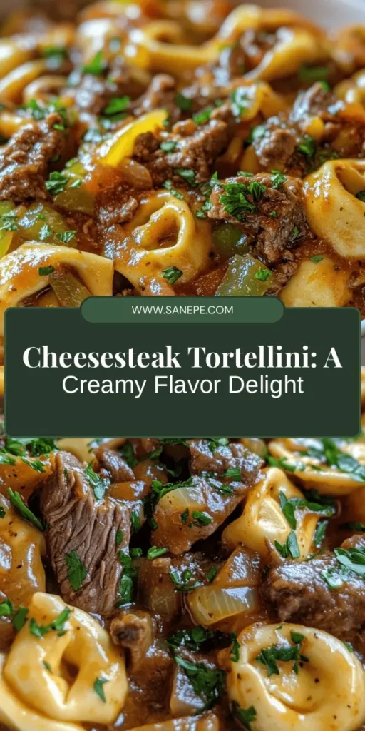 Indulge in the ultimate comfort food with this Cheesesteak Tortellini in Rich Provolone Sauce! This scrumptious dish combines tender beef, sautéed veggies, and creamy provolone sauce enveloping delightful cheese tortellini. Perfect for busy weeknights, this quick recipe takes under 30 minutes and is a surefire hit for the whole family. Give it a try for a delicious twist on a classic favorite! #CheesesteakTortellini #ComfortFood #EasyDinner #PastaRecipe #ProvoloneSauce #FamilyMeal #QuickDinners