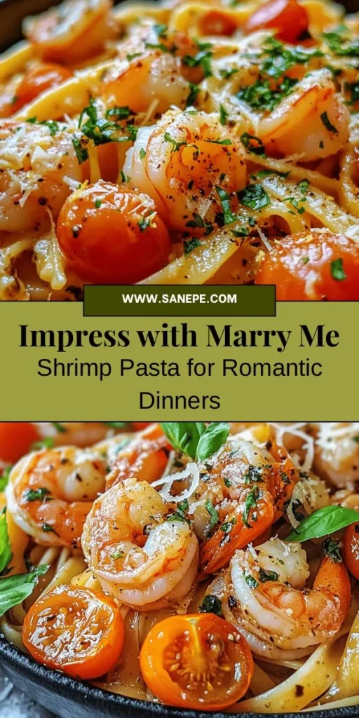 Looking to impress someone special? Try this Marry Me Shrimp Pasta recipe, perfect for romantic dinners or cozy evenings. Featuring succulent shrimp and a creamy sauce with garlic, tomato, and Parmesan, this dish is both elegant and easy to make. With just a few high-quality ingredients, you'll create a meal that might spark romance and leave taste buds singing. Get ready to make unforgettable memories over a delicious plate! #ShrimpPasta #RomanticDinner #CookingAtHome #Foodie #EasyRecipes #PastaLove