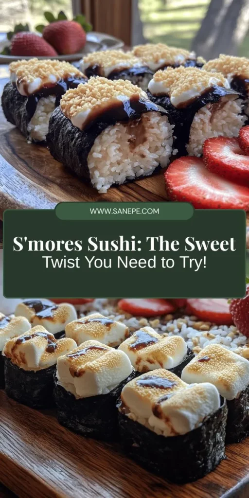 Get ready to impress your guests with a fun twist on a classic favorite! S’mores Sushi Delight combines the gooey sweetness of marshmallows and rich chocolate with the artistic presentation of sushi. Perfect for parties or family nights, this creative recipe is easy and enjoyable for all skill levels. Surprise everyone with this delicious fusion treat that’s both eye-catching and mouthwatering! #Sushi #Smores #Dessert #Foodie #CreativeCooking #DIYTreats #FunRecipes