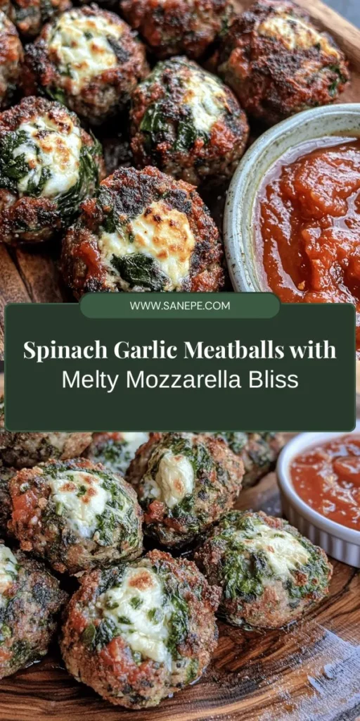 Discover a delicious twist on the classic meatball with Spinach Garlic Meatballs Stuffed with Mozzarella! Packed with nutritious spinach, savory ground meat, and gooey mozzarella, these meatballs are perfect for weeknight dinners and special occasions. Easy to make and bursting with flavor, they’re a healthy alternative that everyone will love. Pair with pasta, salad, or serve in a sub roll for a satisfying meal. #SpinachMeatballs #HealthyRecipes #StuffedMeatballs #DinnerIdeas #FamilyMeals #ComfortFood