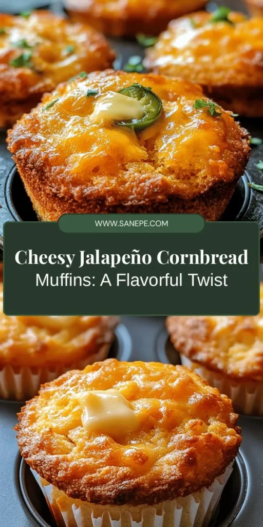 Discover a delicious twist on classic cornbread with Cheesy Jalapeño Bliss Cornbread Muffins. These moist, fluffy muffins combine the creamy richness of sharp cheddar cheese with the zesty kick of jalapeños, making them perfect for any meal. Enjoy them warm as a side to chili, a breakfast treat, or a savory snack. Easy to make and packed with flavor, these muffins will impress family and friends! #CornbreadMuffins #Jalapeño #ComfortFood #Baking #CheesyGoodness #HomemadeTreats