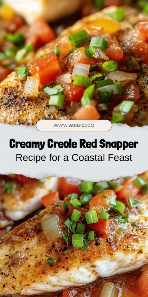 Discover the vibrant flavors of the coast with Red Snapper and Creamy Creole Sauce! This delightful dish showcases the delicate texture of fresh red snapper, perfectly complemented by a rich and spicy creamy sauce inspired by Louisiana's culinary heritage. Ideal for dinner parties or cozy meals at home, it's packed with nutrients and cultural significance. Elevate your cooking game today! #RedSnapper #CreoleCuisine #Foodie #Seafood #ComfortFood #CulinaryJourney #HealthyEating #HomeCooking