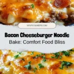 Discover the ultimate comfort food with this Bacon Cheeseburger Noodle Bake recipe! Combining classic cheeseburger flavors with tender elbow macaroni and a medley of savory ingredients, this hearty casserole is perfect for any occasion. It's a one-dish wonder that's packed with layers of ground beef, crispy bacon, tangy tomatoes, and gooey cheese. Ideal for family dinners, potlucks, or easy weeknight meals, this bake delivers deliciousness with effortless cleanup. Dive into this rich and satisfying recipe that brings everyone together for a delightful dining experience!