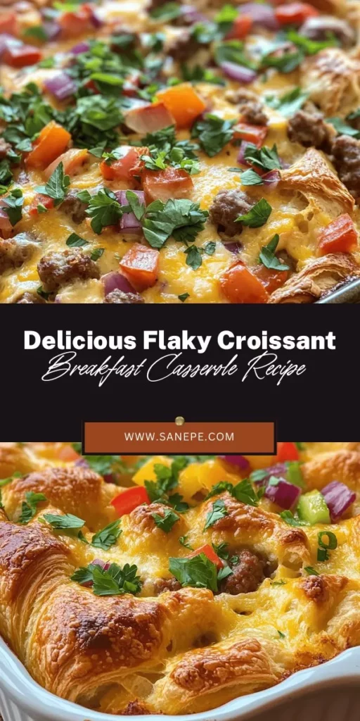 Make mornings special with this Flaky Croissant Breakfast Casserole! Combining buttery croissants, a rich egg custard, savory meats, and fresh veggies, this dish is perfect for brunch gatherings or cozy family breakfasts. Effortlessly prepare it the night before and bake it in the morning for a delightful meal that impresses everyone. Explore this versatile recipe that can be tailored to your tastes! #BreakfastCasserole #BrunchRecipes #CroissantCasserole #DeliciousEats #EasyRecipes