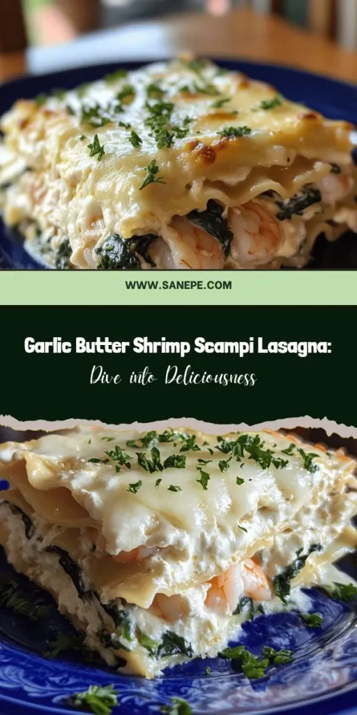 Elevate your dinner game with Garlic Butter Shrimp Scampi Lasagna, a unique Italian twist on a classic favorite. This delectable dish layers succulent shrimp in a creamy garlic butter sauce between tender noodles, topped with gooey cheese. Perfect for special occasions or a cozy night in, this lasagna is sure to impress. Dive into a culinary adventure and bring joy to your table! #ShrimpScampi #Lasagna #ItalianCuisine #SeafoodLovers #DinnerIdeas #FoodieFavorites