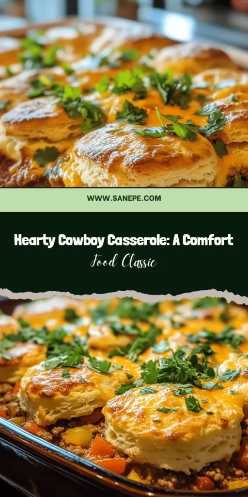 Discover the warmth of Cowboy Casserole, a beloved dish that's perfect for family gatherings or cozy dinners. This hearty one-pot meal combines ground meat, fresh veggies, and a cheesy topping to create a dish that's as satisfying as it is delicious. Its versatility allows for ingredient swaps to fit any dietary need, making it a crowd-pleaser for everyone. Get ready to indulge in a comforting slice of the American West! #CowboyCasserole #ComfortFood #FamilyMeals #OnePotDish #HeartyRecipe