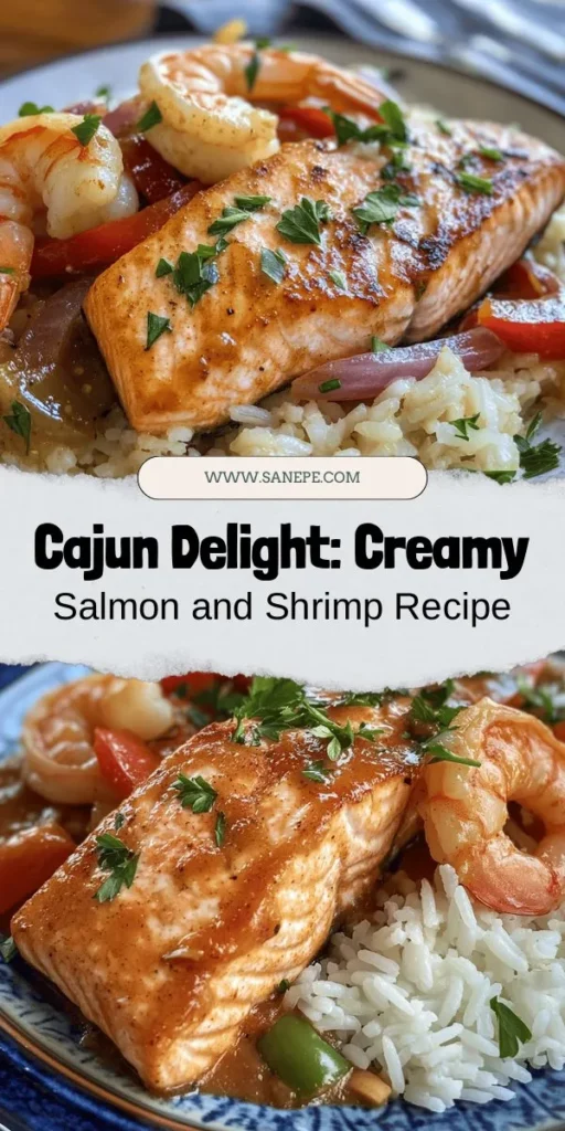 Indulge in the flavors of Cajun cuisine with this delightful recipe for Salmon and Shrimp in Creamy Sauce. Bursting with rich spices and fresh seafood, it's a perfect blend of gourmet taste and comfort. This dish pairs wonderfully with rice or pasta, making it versatile for any occasion. Enjoy the health benefits of omega-3-rich salmon and lean shrimp while savoring a taste of Louisiana right at home! #CajunDelight #SeafoodRecipes #CreamySauce #Healthyeating #CookingAtHome #FoodieFun