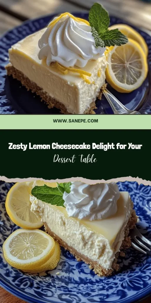 Indulge in a refreshing twist on the classic dessert with this Lemon Cheesecake Delight recipe! Perfect for warm gatherings, this zesty cheesecake offers a delightful balance of sweetness and tartness. With a buttery graham cracker crust and a creamy filling that boasts fresh lemon juice and zest, it's a showstopper for any occasion. Follow our step-by-step instructions to impress your guests! #Cheesecake #DessertRecipe #Baking #LemonDessert #Yummy #SweetTreats #Foodie