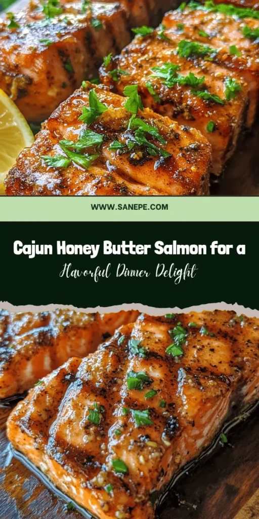 Discover the vibrant flavors of Cajun Honey Butter Salmon, a dish that beautifully blends spicy Cajun seasoning with rich honey butter for an unforgettable meal. Packed with omega-3 fatty acids, this nutritious recipe is perfect for impressing guests or savoring on a cozy weeknight. Quick to prepare and absolutely delicious, it’s a flavorful journey you don’t want to miss! Perfect with roasted veggies or cilantro lime rice. #CajunSalmon #HealthyEating #DinnerIdeas #Foodie #RecipeInspiration #CookingAtHome #SeafoodLovers