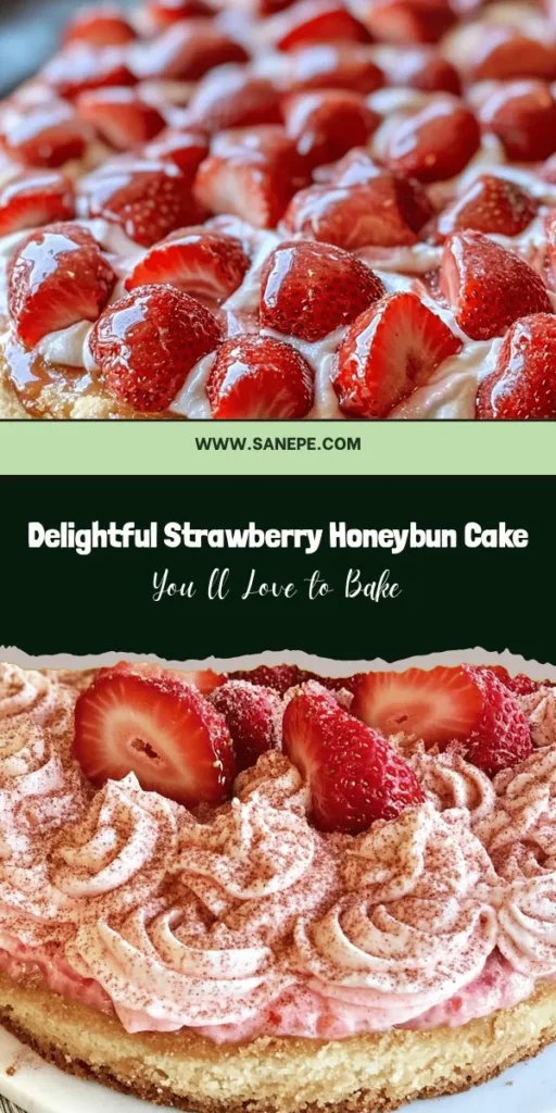 Indulge in the delightful flavors of Strawberry Honeybun Cake! This luscious dessert combines fresh strawberries, creamy vanilla, and a hint of cinnamon for a heavenly treat perfect for any occasion. With its vibrant appearance and creamy strawberry icing, it's sure to impress your guests or satisfy your sweet cravings. Make your own delicious masterpiece with our easy recipe! #StrawberryCake #DessertRecipe #BakingJoy #SweetTreats #HomeBaking #FoodieFavorites