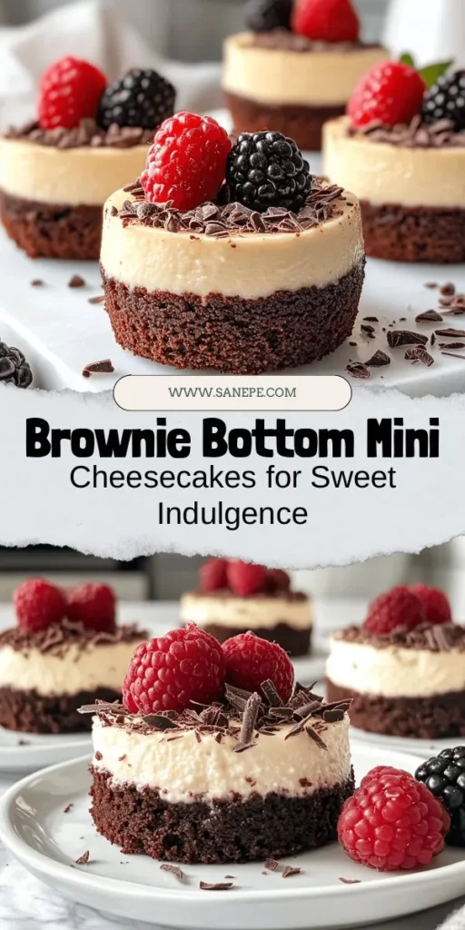 Indulge in the delicious world of Brownie Bottom Mini Cheesecakes! These delightful desserts feature a rich, fudgy brownie base topped with creamy cheesecake, creating the perfect balance of flavors. Ideal for parties or a sweet treat at home, each mini cheesecake is a portion-controlled delight that promises to impress. Learn how to master this scrumptious recipe and elevate your dessert game! #Cheesecake #Brownies #DessertRecipes #Baking #SweetTreats