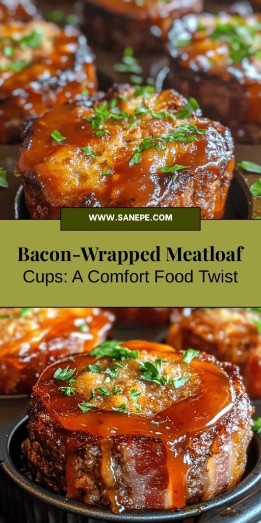 Try your hand at these Ultimate Bacon-Wrapped Meatloaf Cups for a modern twist on a classic comfort food! These adorable, flavorful cups combine juicy ground beef and pork, crispy bacon, and a medley of seasonings that will impress family and friends alike. Perfect as a main dish or appetizer, they are customizable to suit any palate. Experience the delightful blend of flavors and textures today! #BaconWrapped #MeatloafCups #ComfortFood #RecipeIdeas #FoodieFun #Yummy