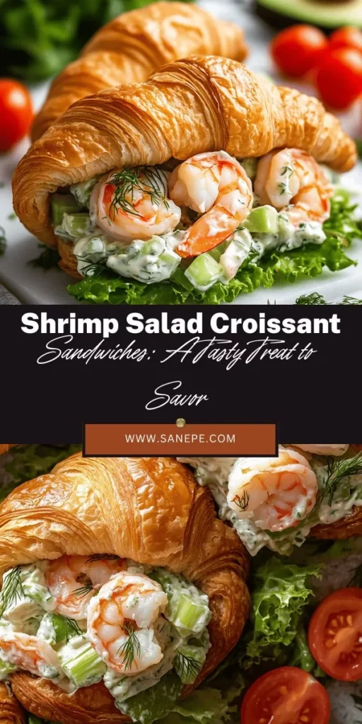 Indulge in the deliciousness of shrimp salad croissant sandwiches! This recipe combines fresh shrimp, a creamy mayo dressing, and crunchy vegetables all nestled in buttery, toasted croissants. Perfect for brunches, picnics, or casual meals, these sandwiches are easy to make and customize. Discover how to elevate your lunch game with this flavorful and satisfying delight! #ShrimpSalad #CroissantSandwich #SeafoodLovers #BrunchIdeas #EasyRecipes #CookingAtHome