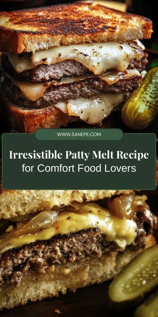 Discover the delicious comfort of a classic patty melt, featuring a juicy beef patty, caramelized onions, and melted Swiss cheese nestled between crispy grilled bread. Dive into the history and perfect your technique for this beloved American dish. Perfect for any meal, it's the ultimate blend of flavors that nostalgic diners adore. Try adding your twist—like bacon or different cheeses! #PattyMelt #ComfortFood #RecipeInspiration #FoodLovers #HomemadeDeliciousness