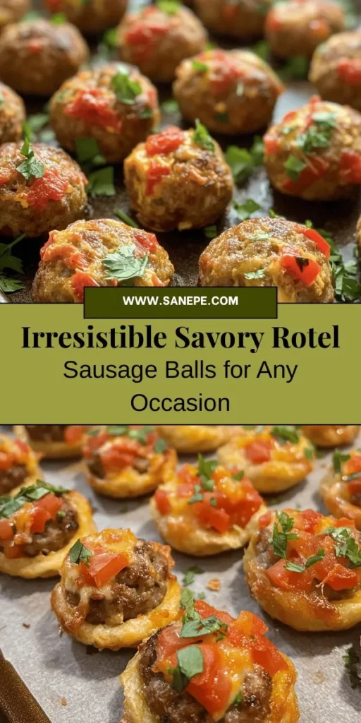 Discover the irresistible Savory Rotel Cream Cheese Sausage Balls that are perfect for your next party or game day! This easy-to-make appetizer combines spicy sausage, creamy cheese, and zesty Rotel tomatoes, delivering a delightful burst of flavor in every bite. Whether warm or at room temperature, these treats are sure to impress guests of all ages. Ready to whip up a crowd favorite? Check out the full recipe now! #SausageBalls #AppetizerRecipes #PartyFood #GameDaySnacks #RotelRecipes