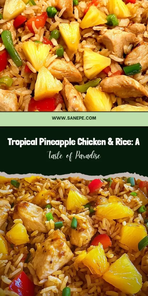 Escape to paradise with this Tropical Pineapple Chicken & Rice Fiesta! This colorful dish combines juicy chicken, sweet pineapple, and vibrant veggies for a culinary journey that pleases both the eyes and the taste buds. Perfect for family dinners or gatherings, it’s packed with nutrition and flavor. Learn how to make this delightful dish at home and treat your loved ones to a tropical feast! #PineappleChicken #TropicalCuisine #Foodie #RecipeIdeas #HealthyEating #DinnerInspiration