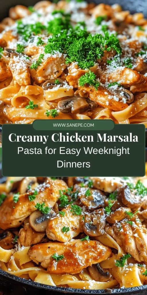 Experience the delightful flavors of Creamy Chicken Marsala Pasta, a perfect blend of tender chicken, earthy mushrooms, and a rich, velvety sauce that makes any dinner special. This quick and easy recipe is ideal for busy weeknights and promises to impress with its sophisticated taste. With simple ingredients and straightforward steps, you’ll have a restaurant-quality dish at home in no time. Try it tonight! #ChickenMarsala #PastaRecipe #WeeknightDinner #ComfortFood #HomeCooking #Foodie