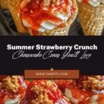 Brighten up your summer with these Strawberry Crunch Cheesecake Cones! Combining creamy cheesecake, fresh strawberries, and a crunchy topping, these cones are easy to make and perfect for gatherings. Their vibrant flavors and fun presentation make them a hit for any occasion, from picnics to parties. Delight your guests and create lasting memories with this delicious treat. Get the recipe and start assembling your cones today! #SummerTreats #Desserts #CheesecakeCones #StrawberryDesserts #SweetTooth