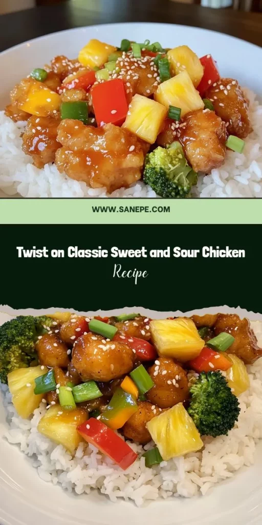 Discover a delicious twist on a classic favorite with this Sweet and Sour Chicken recipe! Combining tender chicken, juicy pineapple, and fresh veggies in a tangy sauce, this dish brings vibrant flavors to your table. Perfect for family meals or special occasions, it's easy to make and sure to impress. Elevate your cooking skills while enjoying a flavorful journey through this wholesome meal. Try it out today! #SweetAndSourChicken #CookingRecipes #HealthyEating #ComfortFood #DinnerIdeas