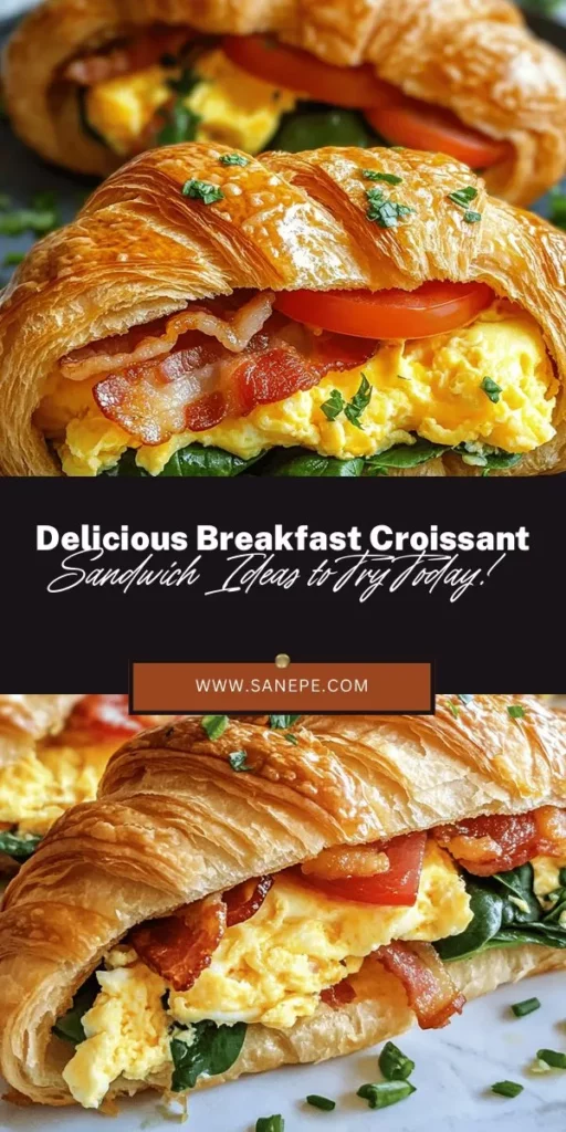 Start your morning right with the Breakfast Croissant Sandwich Extravaganza! This delicious recipe features flaky buttery croissants stuffed with fluffy scrambled eggs, crispy bacon, and a tangy cream cheese spread. Perfect for brunch or a special weekend treat, you can easily customize this sandwich to suit your taste, whether you prefer a vegetarian option or different cheeses. Discover gourmet breakfast at home! #Breakfast #CroissantSandwich #BrunchIdeas #Foodie #Yummy #HomemadeDelights #MorningTreats