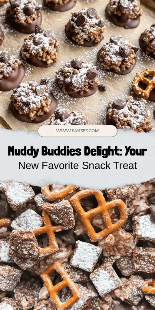 Discover the joy of making Muddy Buddies Delight—a sweet and crunchy snack that blends chocolate, peanut butter, and crispy rice cereal. Perfect for any occasion, this easy-to-make treat can be customized with various add-ins to suit different tastes and diets. Whether it's for movie nights, parties, or a family treat, everyone will love this classic recipe. Get ready to indulge! #MuddyBuddies #SnackIdeas #SweetTreats #PuppyChow #HomemadeDelight #DessertFun