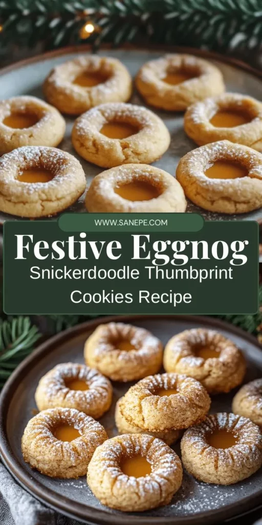 Celebrate the holiday season with Eggnog Snickerdoodle Thumbprint Cookies! These scrumptious treats blend classic snickerdoodle flavors with creamy eggnog, creating a soft and chewy delight perfect for gatherings. Infused with warm spices like cinnamon and nutmeg, they’re easy to make and sure to impress your family and friends. Add a drizzle of caramel for an extra festive touch! #EggnogCookies #HolidayBaking #Snickerdoodle #Cookies #FestiveTreats