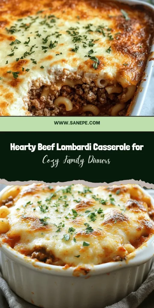 Discover the ultimate comfort food with our Beef Lombardi Casserole recipe! This hearty dish combines ground beef, aromatic vegetables, creamy cheeses, and elbow macaroni, making it perfect for family gatherings or cozy dinners. Each bite is packed with flavor, warmth, and togetherness. Enjoy the delicious aroma as it bakes and relish the satisfying taste. Try this recipe for a meal everyone will love! #BeefLombardi #CasseroleRecipe #ComfortFood #FamilyDinner #HomeCooking #HeartyMeals