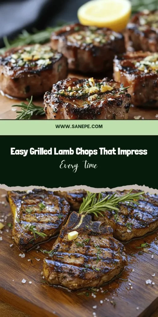 Elevate your next meal with this simple grilled lamb chops recipe! These tender and flavorful chops are easy to make and perfect for any occasion, from family dinners to sophisticated gatherings. Marinated with olive oil, garlic, fresh herbs, and lemon, they are packed with rich flavor. Pair them with grilled veggies or a refreshing salad for a complete dish. Impress your guests or enjoy them yourself! #GrilledLambChops #EasyRecipes #CookingAtHome #DeliciousMeals #Foodie