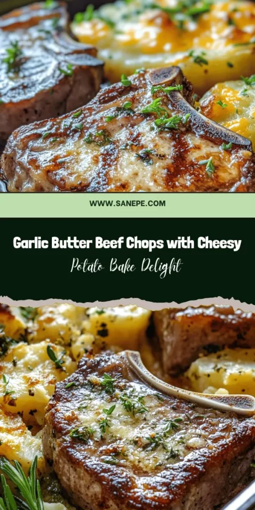 Impress your family and friends with this delicious Garlic Butter Beef Chops paired with Cheesy Potato Bake! This mouthwatering dish features juicy beef chops smothered in savory garlic butter and a creamy, cheesy potato bake that complements the meal perfectly. Ideal for cozy dinners or festive gatherings, this recipe is sure to become a favorite! Get ready to elevate your cooking skills and enjoy the incredible flavors. #BeefChops #GarlicButter #CheesyPotatoes #ComfortFood #DinnerRecipes #Foodie #HomeCooking