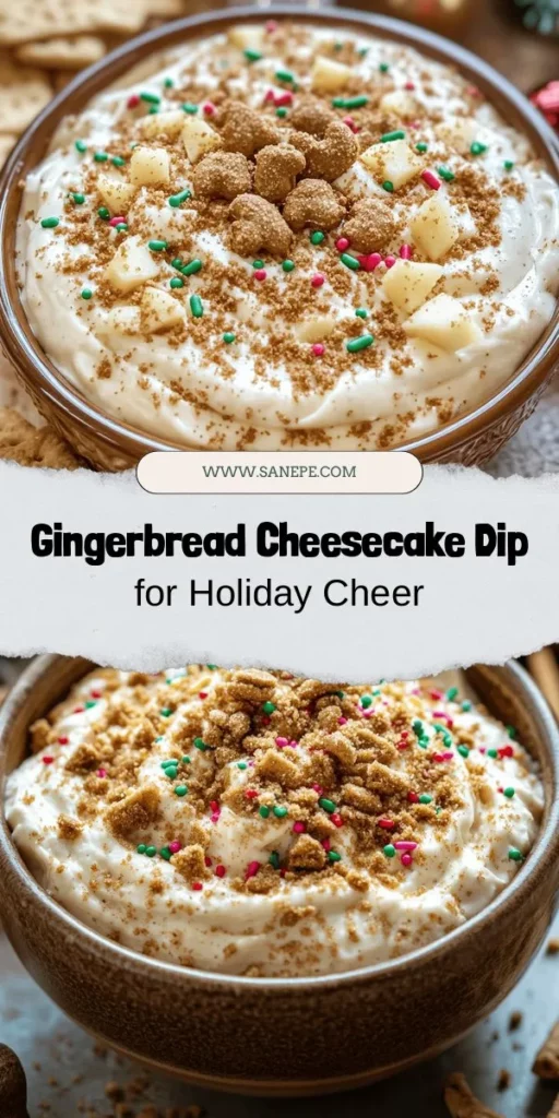 Get ready to impress your guests with the ultimate festive treat: Gingerbread Cheesecake Dip Delight! This creamy and delicious dip combines the classic flavors of gingerbread with rich cream cheese and sweet spices, making it a showstopper for any holiday gathering. Serve it with graham crackers, fresh fruit, or ginger snaps for a delightful taste experience. Perfect for parties or cozy family nights, this dip is sure to be a holiday favorite! #GingerbreadDip #HolidayTreat #FestiveDesserts #CheesecakeDip #HolidayRecipes #FamilyGathering