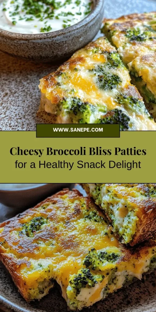 Looking for a tasty and nutritious snack? Try Cheesy Broccoli Bliss Patties! These veggie-packed delights are perfect for lunch, dinner, or as an appetizer at your next gathering. Made with fresh broccoli, cheese, quinoa, and breadcrumbs, they're easy to prepare and cater to various dietary preferences. Enjoy a deliciously wholesome dish that balances flavor and health benefits. Get the recipe now! #CheesyBroccoliPatties #HealthyEating #VegetarianRecipes #PlantBased #YummySnacks