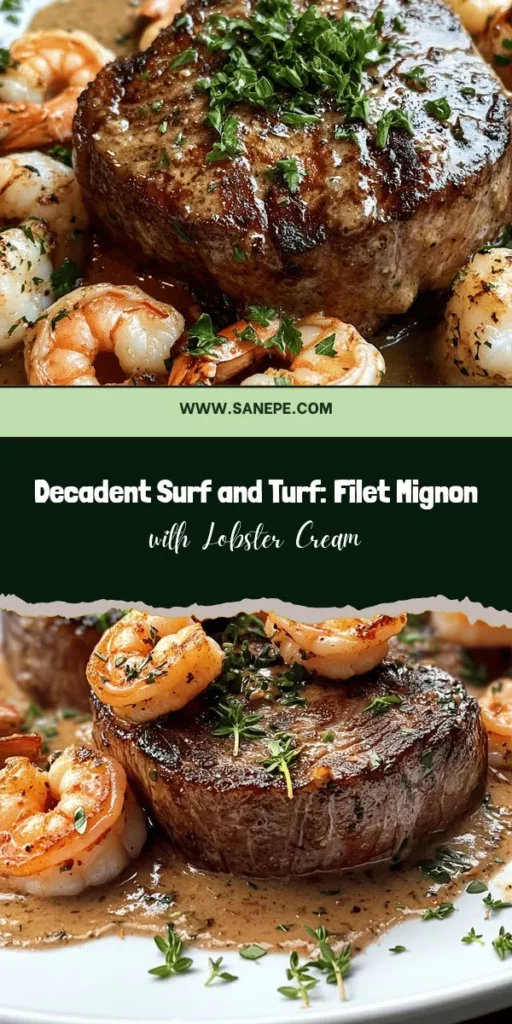 Indulge in the ultimate dining experience with this Surf and Turf Delight featuring Filet Mignon topped with Shrimp and Lobster Cream. Perfect for special occasions or impressing guests, this dish masterfully balances the buttery tenderness of filet mignon with the rich flavors of seafood. Learn tips for selecting high-quality ingredients, crafting a luscious cream sauce, and achieving the perfect doneness. Elevate your culinary skills today! #SurfAndTurf #FiletMignon #SeafoodLovers #GourmetCooking #DinnerParty #FineDining