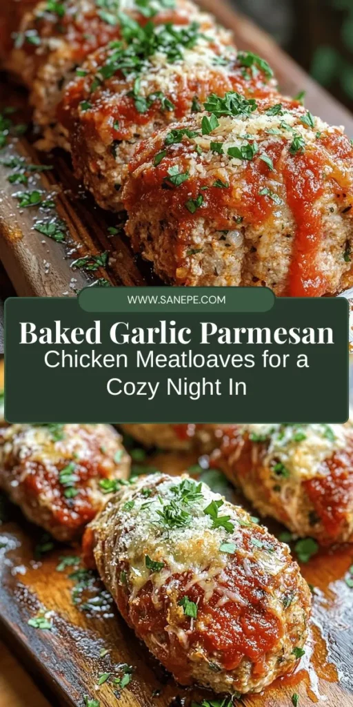 Looking for a wholesome and delicious home-cooked meal? Try these Baked Garlic Parmesan Chicken Meatloaves! Packed with lean chicken, aromatic garlic, zesty marinara, and rich Parmesan cheese, this dish is a tasty twist on a classic comfort food. It's not only healthier but also customizable to suit any palate. Perfect for busy weeknights or family dinners! #HealthyCooking #MeatloafRecipe #HomeCookedMeals #ComfortFood #Foodie #ChickenRecipes #YummyFood #CulinaryDelight