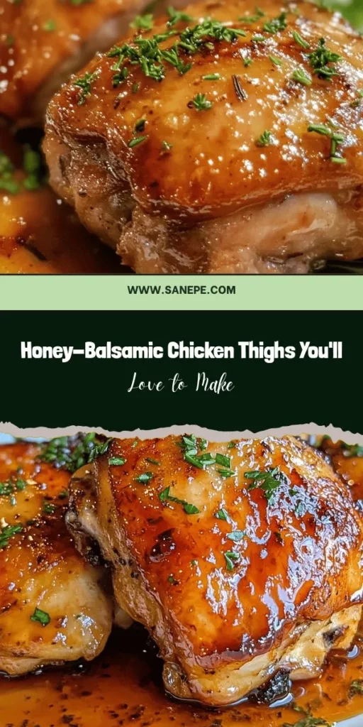 Elevate your dinner with Honey-Balsamic Glazed Chicken Thighs! This simple yet elegant recipe combines succulent chicken with a rich, sweet glaze that’s sure to impress. Perfect for family meals or gatherings, each bite offers a delightful balance of flavors. Discover tips and techniques to make this dish your own while enjoying the tantalizing aroma that fills your kitchen. Enjoy a culinary masterpiece that’s nutritious and delicious! #ChickenThighs #HomeCooking #DeliciousRecipes #EasyMeals #DinnerIdeas