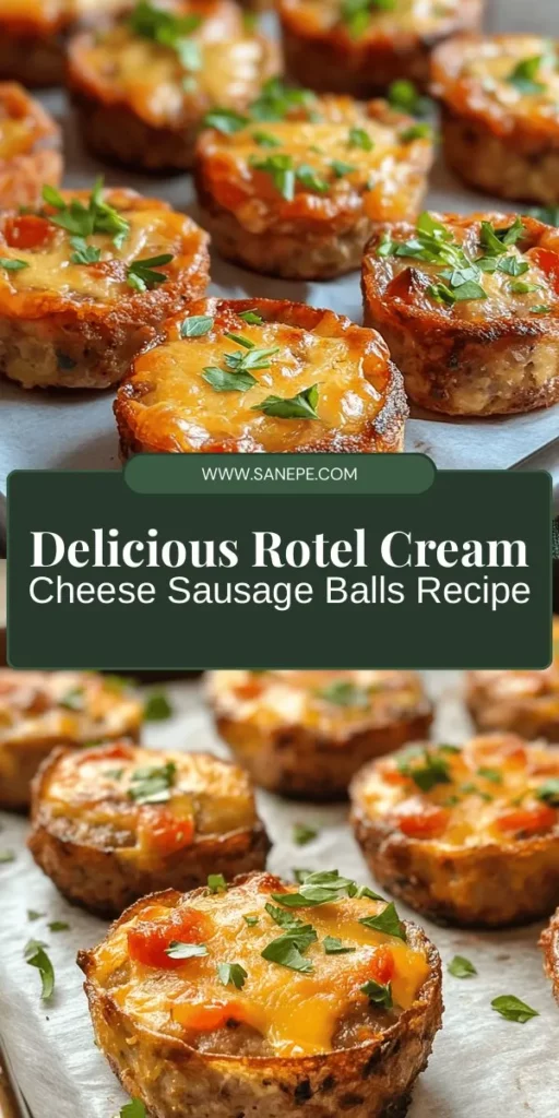 Looking for a crowd-pleasing snack? Try these Savory Rotel Cream Cheese Sausage Balls! Packed with breakfast sausage, zesty Rotel diced tomatoes, creamy cheese, and spices, they're perfect for parties, game days, or a tasty breakfast. Easy to customize and great for gluten-free diets, these bites will leave everyone asking for more. Bake them until golden and serve with your favorite dipping sauces! #SausageBalls #Appetizers #GameDaySnacks #Rotel #FingerFoods #PartyRecipes