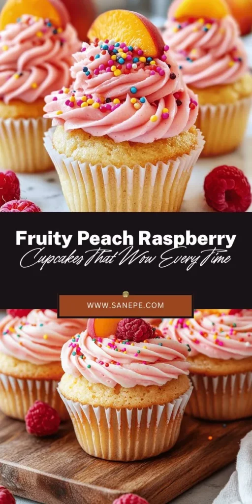 Indulge in the sweet and tangy flavors of Peach Raspberry Heaven Cupcakes! These luscious treats combine juicy peaches and tart raspberries for a delightful dessert perfect for any occasion. Bursting with fresh fruit flavor and adorned with a creamy marbled frosting, they’re not only delicious but also visually stunning. Try this simple recipe and elevate your dessert game! #CupcakeLove #BakingJoy #PeachRaspberry #FruityDesserts #HomemadeDelights