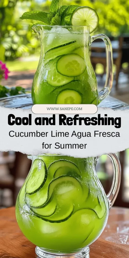 Beat the summer heat with a Refreshing Cucumber Lime Agua Fresca! This vibrant Mexican drink is a perfect thirst-quencher with its crisp cucumber and zesty lime flavors. It's easy to make, healthy, and customizable, so you can adjust sweetness to your liking. Serve it at gatherings, picnics, or just to cool off. Enjoy hydration and deliciousness in every sip! #Aguafresca #SummerDrinks #CucumberLime #HealthyBeverage #RefreshingDrink #DrinkRecipes #Hydration