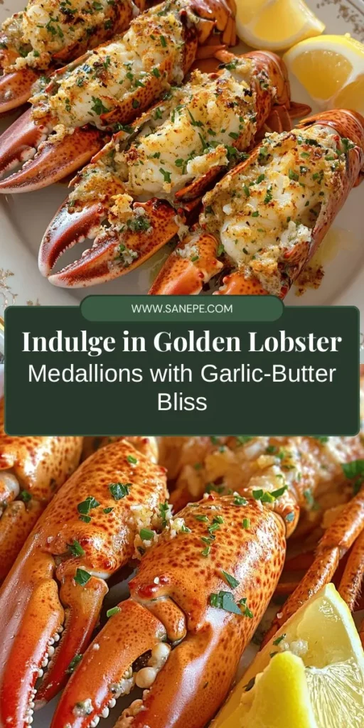 Indulge in the luxury of Golden Lobster Medallions in Aromatic Garlic-Herb Butter, a dish that transforms any meal into a gourmet experience. Succulent lobster meets a rich garlic-herb sauce, delighting your taste buds with every bite. Perfect for special occasions or a lavish dinner at home, this easy-to-follow recipe will impress your guests. Treat yourself to this unforgettable culinary journey today! #Lobster #GourmetCooking #SeafoodRecipes #FineDining #CookingAtHome #DeliciousDinners #LuxuryFood